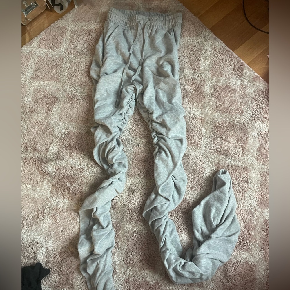 Gray stacked pants yoga